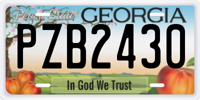 GA license plate PZB2430