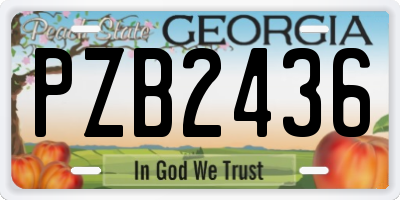 GA license plate PZB2436
