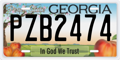 GA license plate PZB2474