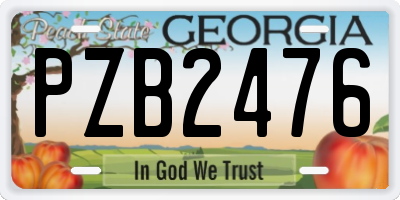 GA license plate PZB2476