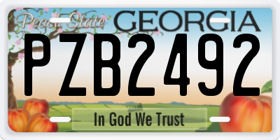 GA license plate PZB2492