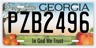 GA license plate PZB2496