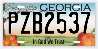 GA license plate PZB2537