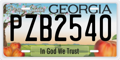 GA license plate PZB2540
