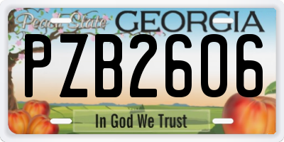 GA license plate PZB2606