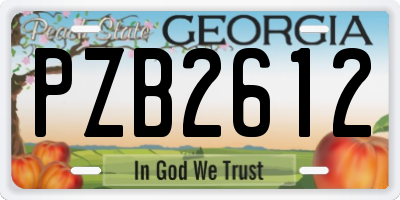 GA license plate PZB2612