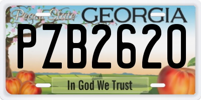 GA license plate PZB2620