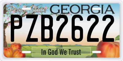 GA license plate PZB2622