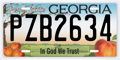 GA license plate PZB2634