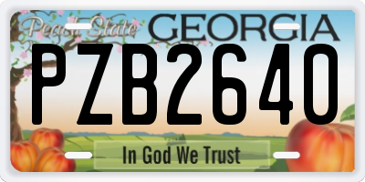 GA license plate PZB2640