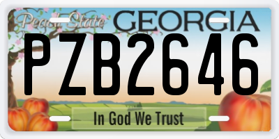 GA license plate PZB2646