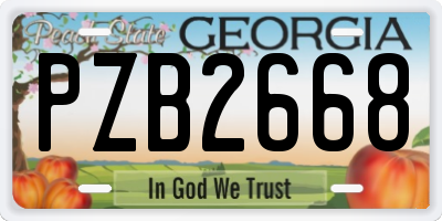 GA license plate PZB2668