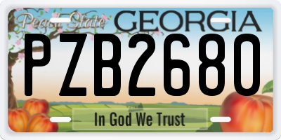 GA license plate PZB2680