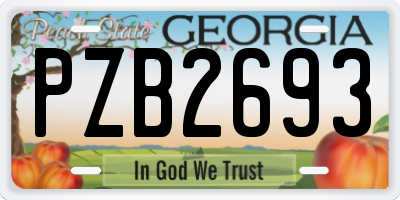 GA license plate PZB2693