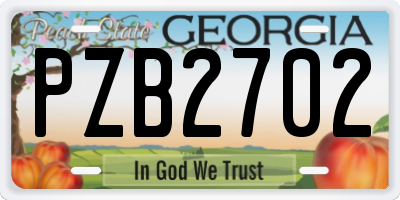 GA license plate PZB2702