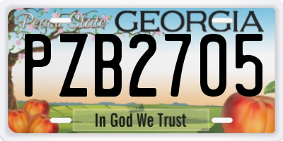 GA license plate PZB2705