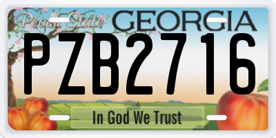 GA license plate PZB2716