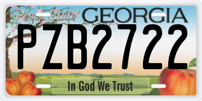 GA license plate PZB2722