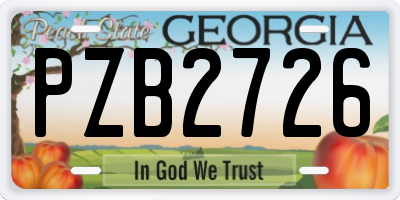 GA license plate PZB2726
