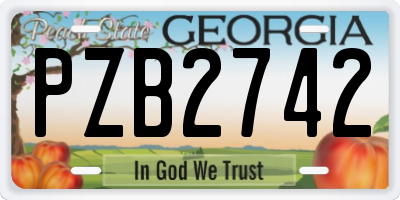 GA license plate PZB2742