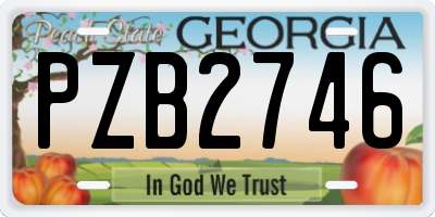GA license plate PZB2746