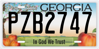 GA license plate PZB2747