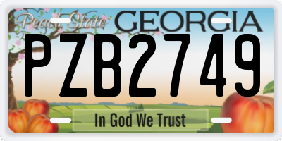 GA license plate PZB2749