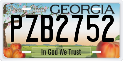 GA license plate PZB2752