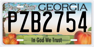 GA license plate PZB2754