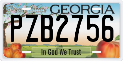 GA license plate PZB2756