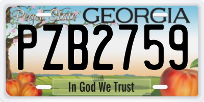 GA license plate PZB2759