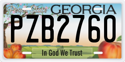 GA license plate PZB2760