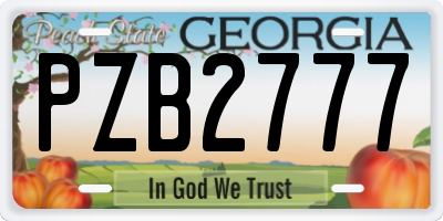 GA license plate PZB2777