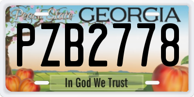 GA license plate PZB2778