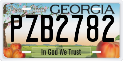GA license plate PZB2782