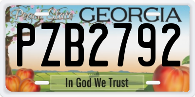 GA license plate PZB2792