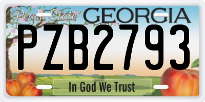 GA license plate PZB2793