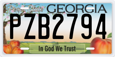 GA license plate PZB2794