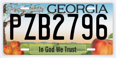 GA license plate PZB2796
