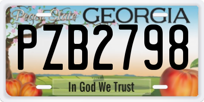 GA license plate PZB2798