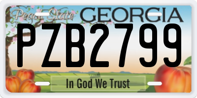 GA license plate PZB2799
