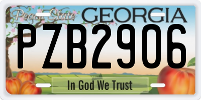 GA license plate PZB2906