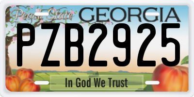 GA license plate PZB2925