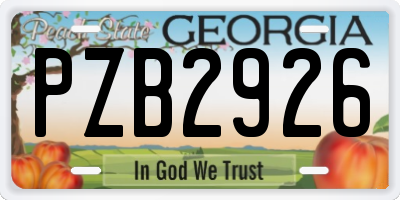 GA license plate PZB2926