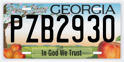 GA license plate PZB2930