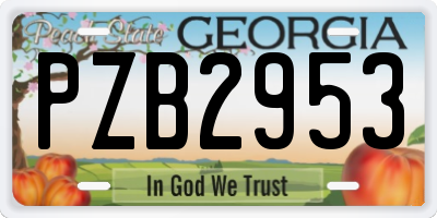 GA license plate PZB2953