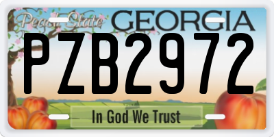 GA license plate PZB2972