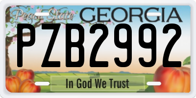 GA license plate PZB2992