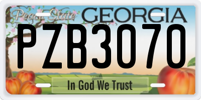 GA license plate PZB3070
