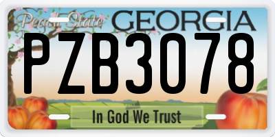 GA license plate PZB3078